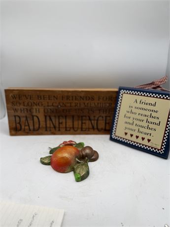 Signs & Fruit Plaque