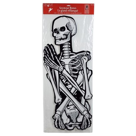 Vintage 55" Seymour Bones Halloween Die-Cut Skeleton Decor, NOS