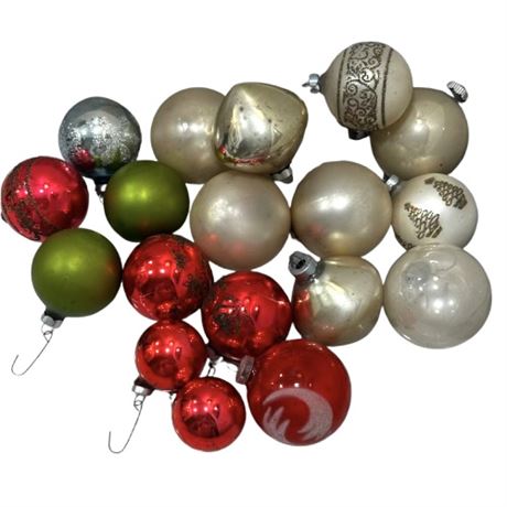 Vintage Red, White & 2 Green Glass Bulbs