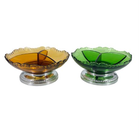 Pair of Cambridge Glass Company Divided Dishes