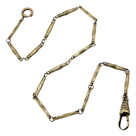 Vintage Art Deco Polished Brass Bar Link Pocket Watch Chain