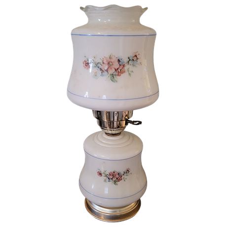 Vintage Hurricane Hand-Painted Floral Table Lamp