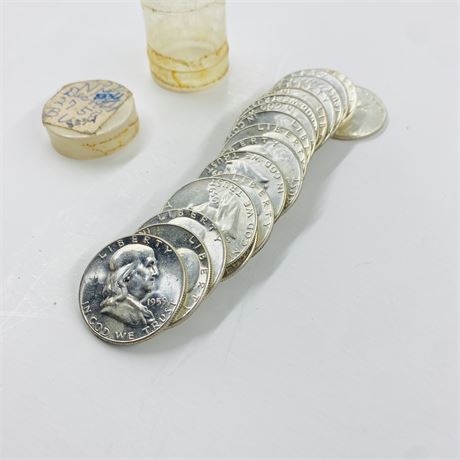 BU $10 Roll 1959 Franklin Half Dollars
