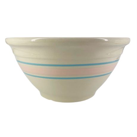 McCoy Ovenware Pink and Blue Striped Mixing Bowl
