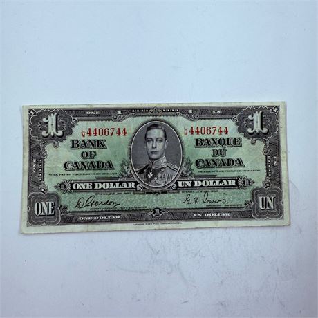 1937 Canadian $1 Note