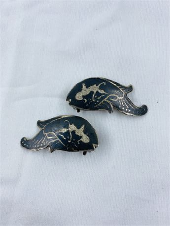 Vintage 7.92g Siam Sterling Fish Earrings