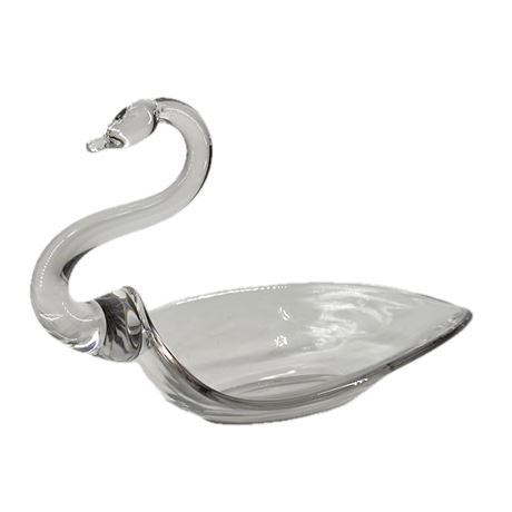 Vintage Duncan Muller Glass Swan Dish