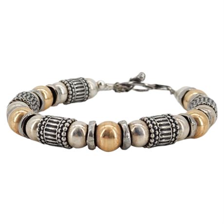 Vtg SILPADA Sterling Silver & Gold Filled Bead Bracelet B1223