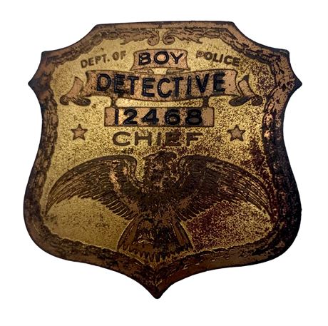 Vintage Boy Detective Chief Police Badge Cereal Promo Pin