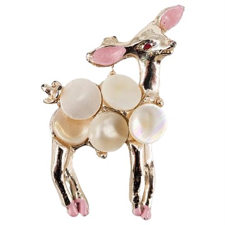 Vintage Mother of Pearl Fawn/Deer Brooch