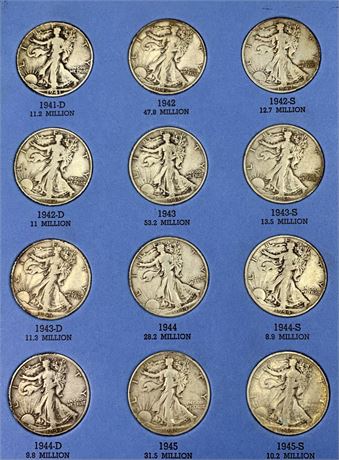 1937-1947 Liberty Standing Half Dollar Coin Collection