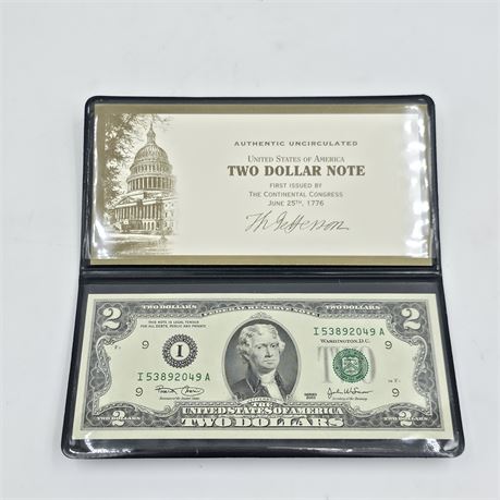 Uncirculated 2 Dollar Bill