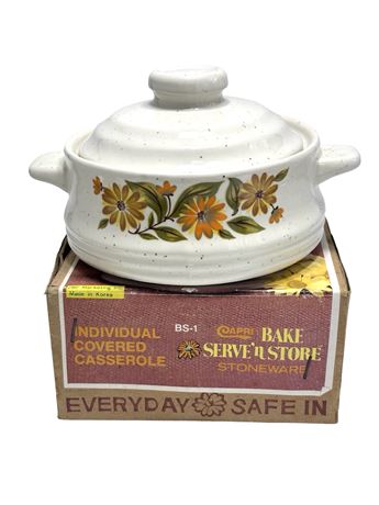 Vtg NOS Capri Bake, Serve 'n Store Casserole Dish with Lid