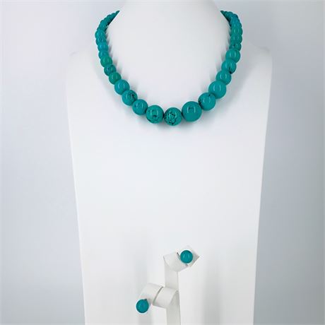 Turquoise Color Boxed Set, Necklace and Earrings
