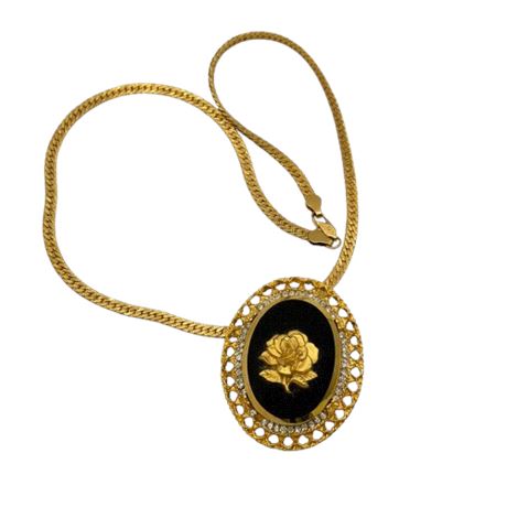 Rose & Rhinestone Medallion/Brooch