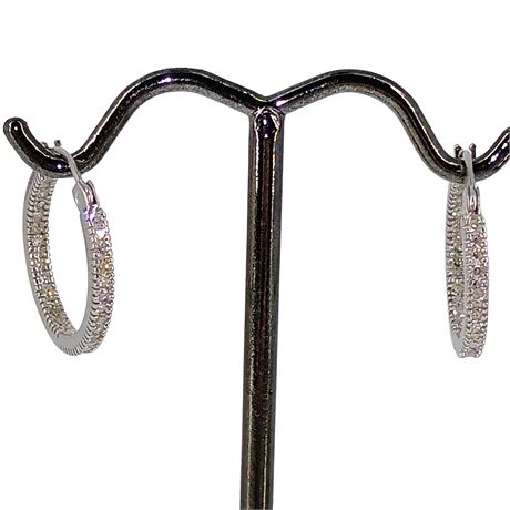 Sterling Silver Pavé Hoop Earrings