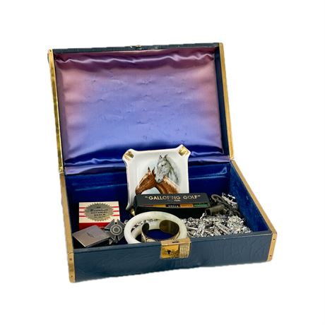 Valet Case with Assorted Collectibles & Costume Jewelry