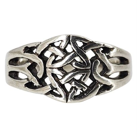 Signed Vintage Sterling Silver Celtic Knot Ring, Sz 6