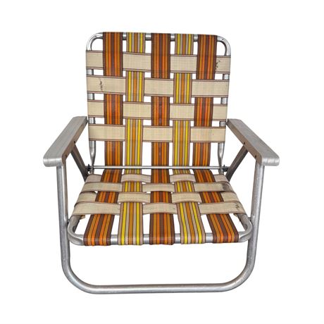 Vintage MCM Aluminum Pool / Beach Chair Oranges and Yellows - Lot 2