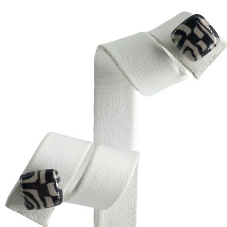Black and White Geometric Square Stud Earrings