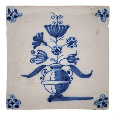 Antique Delft Ceramic Tile, 18th Century