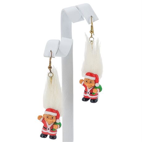 Vtg 80s RUSS Santa Claus Troll Earrings