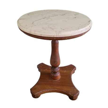 Mahogany Marble Top Plant Stand