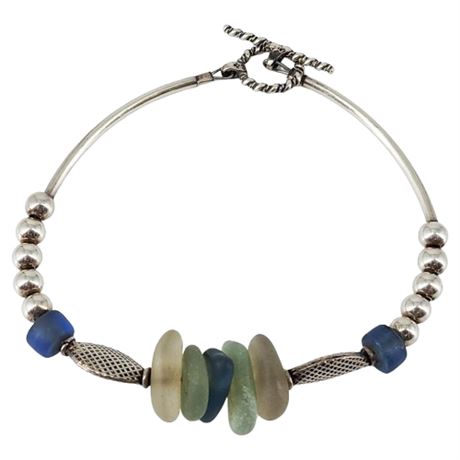 Artisan Made Sea Glass Bracelet w/ Sterling Clasp