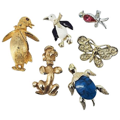 Lot of Small Vintage Animal Brooches