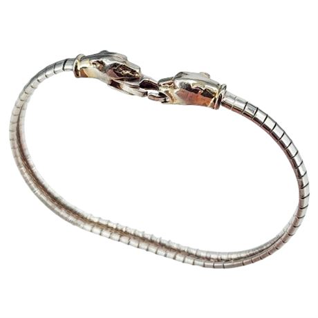 Vintage MILOR Sterling Silver Panther Heads Bracelet