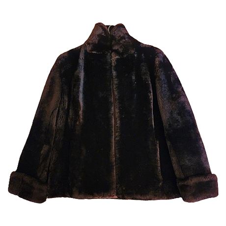 Vintage Sheared Beaver Fur Coat, Womens M