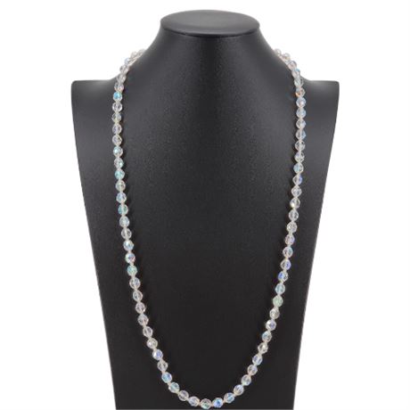 Vintage Faceted Aurora Borealis Crystal Beaded Necklace