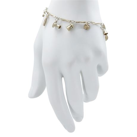 Vintage Sterling Silver Tiny Instruments Charm Bracelet