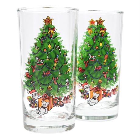 Vintage Anchor Hocking "Holiday Magic" Christmas Tree Cooler Glasses