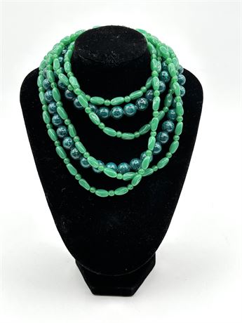 2 Green Bead Necklaces