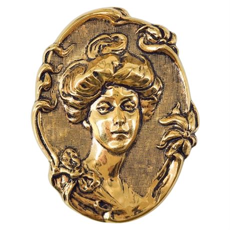 Vintage Avon "Victorian Elegance" Gold Tone Gibson Girl Brooch