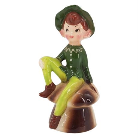 Vintage 50s Enesco Pixie Elf on Mushroom Single Ceramic Pepper Shaker, Flawed