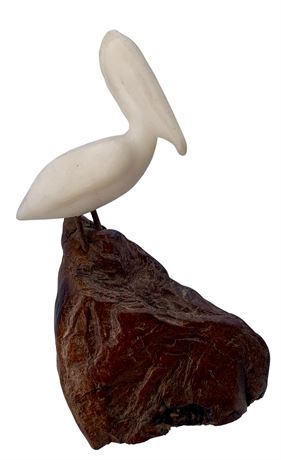 John Perry Nautical Burlwood Pelican Seaside Sculpture