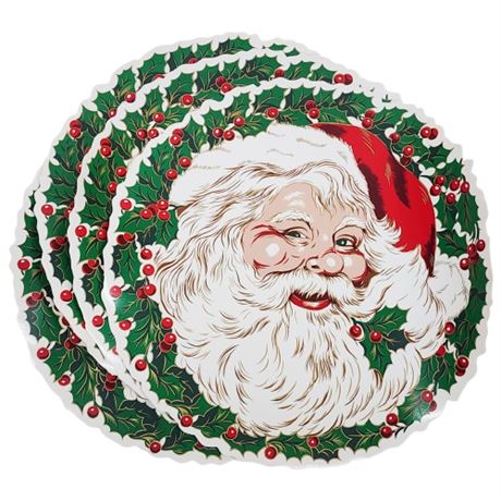 Vintage Santa Claus in Holly Wreath Vinyl Placemats, Set of 4