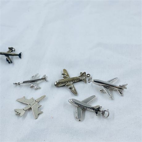 21.4g - 6 Vintage Sterling Airplane Charms
