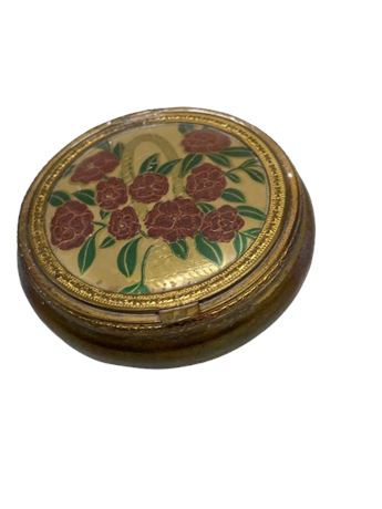 Vintage brass floral lighted, trinket box powder box