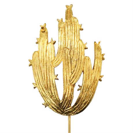 Large Vintage Gold Tone Cactus Stick Pin