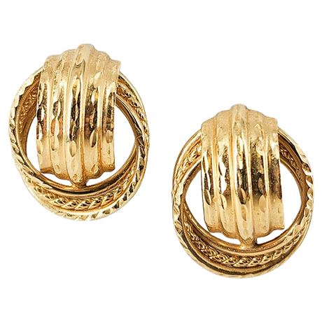 Vintage Signed HOD 14K Gold Post Back Circle Earrings