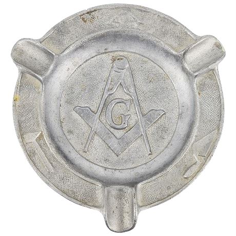 Vintage Pewter Masonic Ashtray