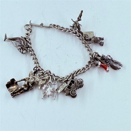 40.3g Vintage Sterling Disneyland Charm Bracelet - 7”