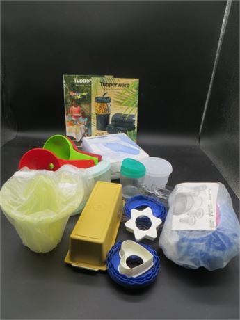 NEW VINTAGE TUPPERWARE FUNNELS, FILTERS, GOURMET DECORATOR KIT, COOKIE CUTTERS,