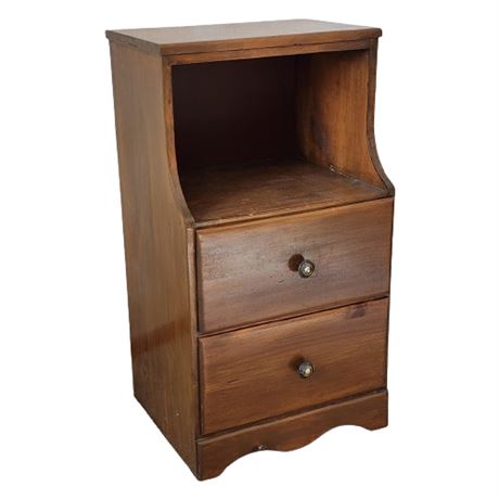 Two Drawer Maple Nightstand w/ Storage Cubby