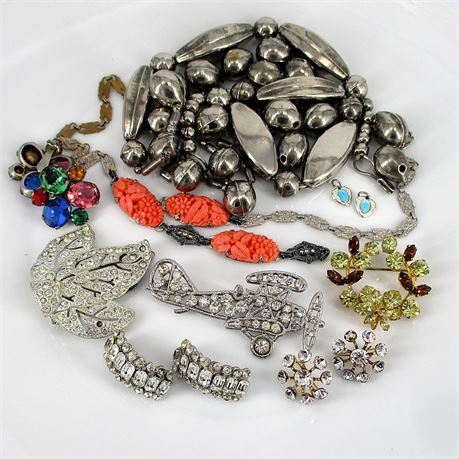 Flawed/Broken Vintage Jewelry Lot ~ Rhinestone Beads Mix