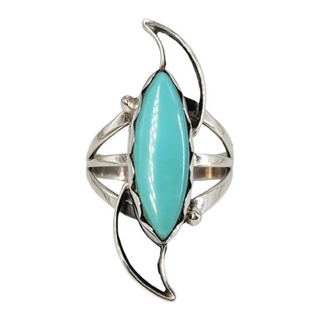 Signed Silver Bay Sterling Silver Sleeping Beauty Turquoise Ring