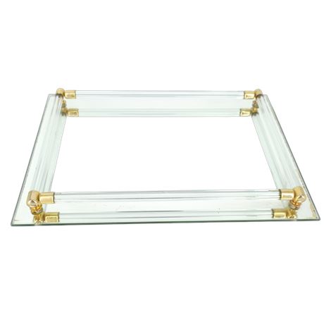 Vintage Hollywood Regency Rectangular Mirrored Vanity Tray